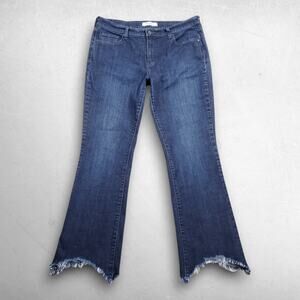 Levis 515 Bootcut Jeans Women 14M Blue Stretch Embellished Boot Fray Hem Boho